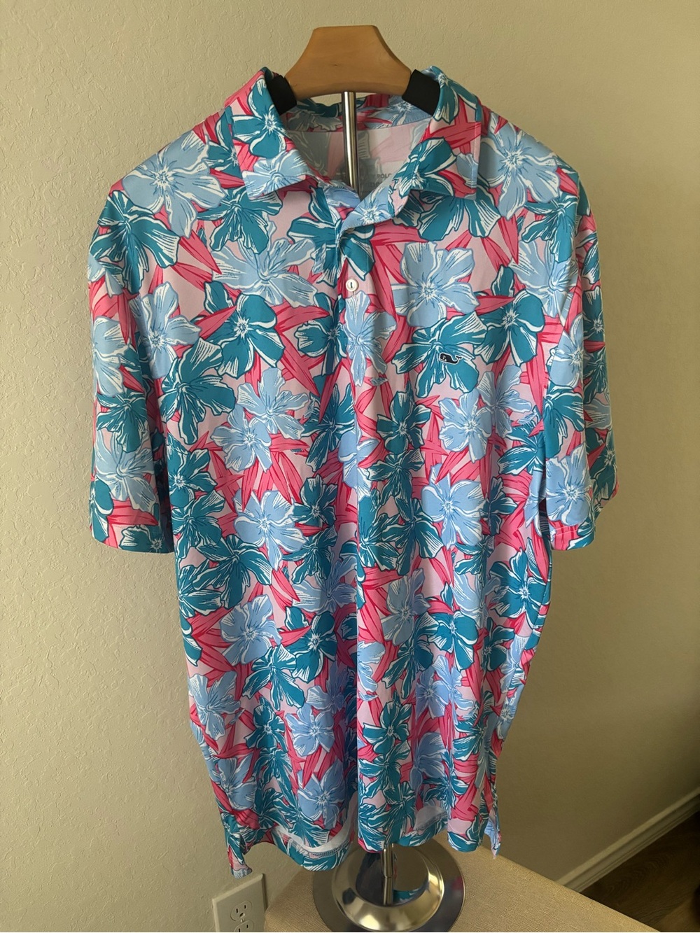 Vineyard Vines On The Go Sankaty UPF 50 Golf Polo Tropical Floral Mens Large